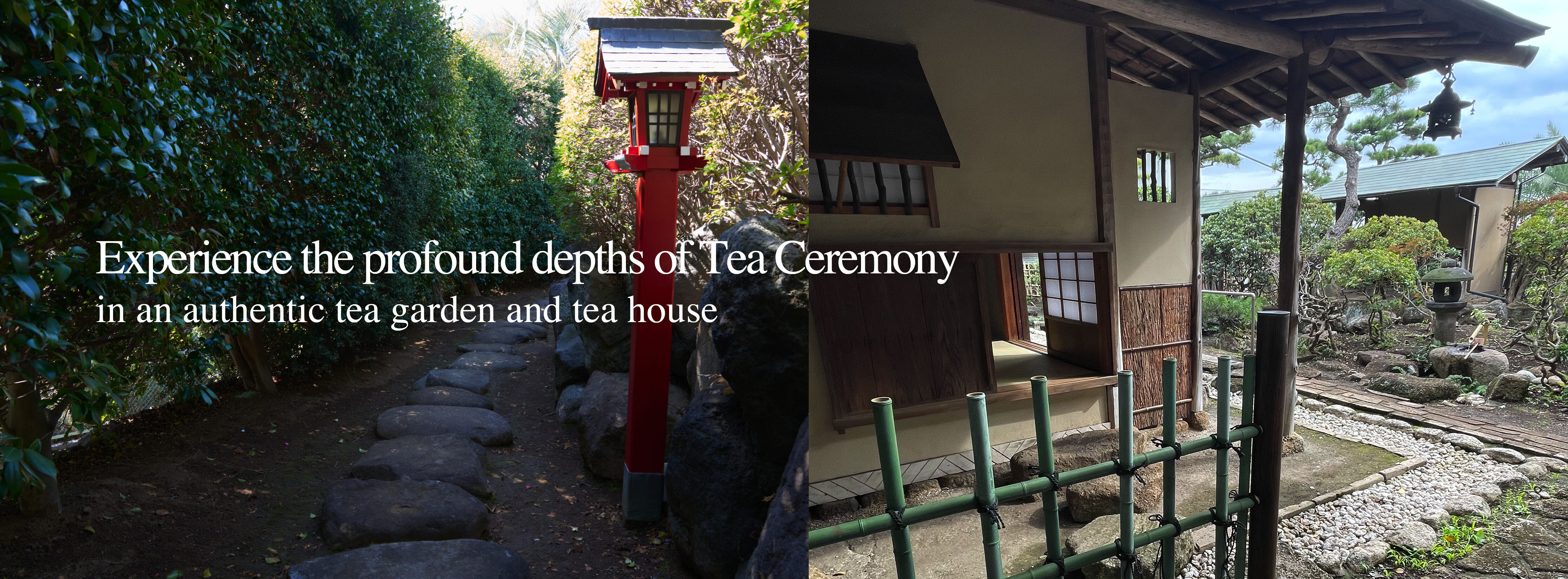 Experience the profound depths of Tea Ceremony 
in an authentic tea garden and tea house